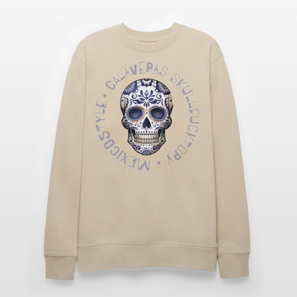 Unisex Bio-Sweatshirt mit CALAVERAS SKULL PRINT - Beige