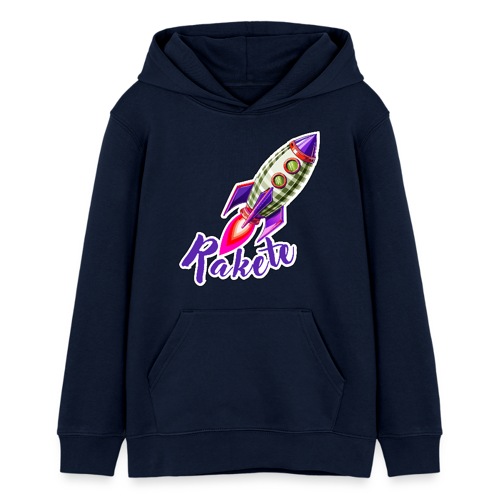 Teens Bio-Hoodie mit RAKETE PRINT - Navy