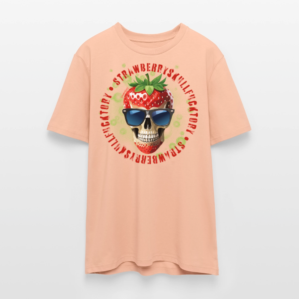 Unisex Bio-T-Shirt mit STRAWBERRY SKULL PRINT Vorderseite - Pfirsich