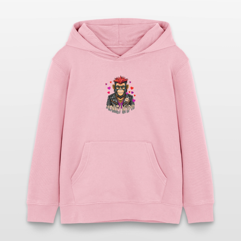 MNJS KIDS Bio-Hoodie mit MONKEY IN LOVE PRINT - Hellrosa