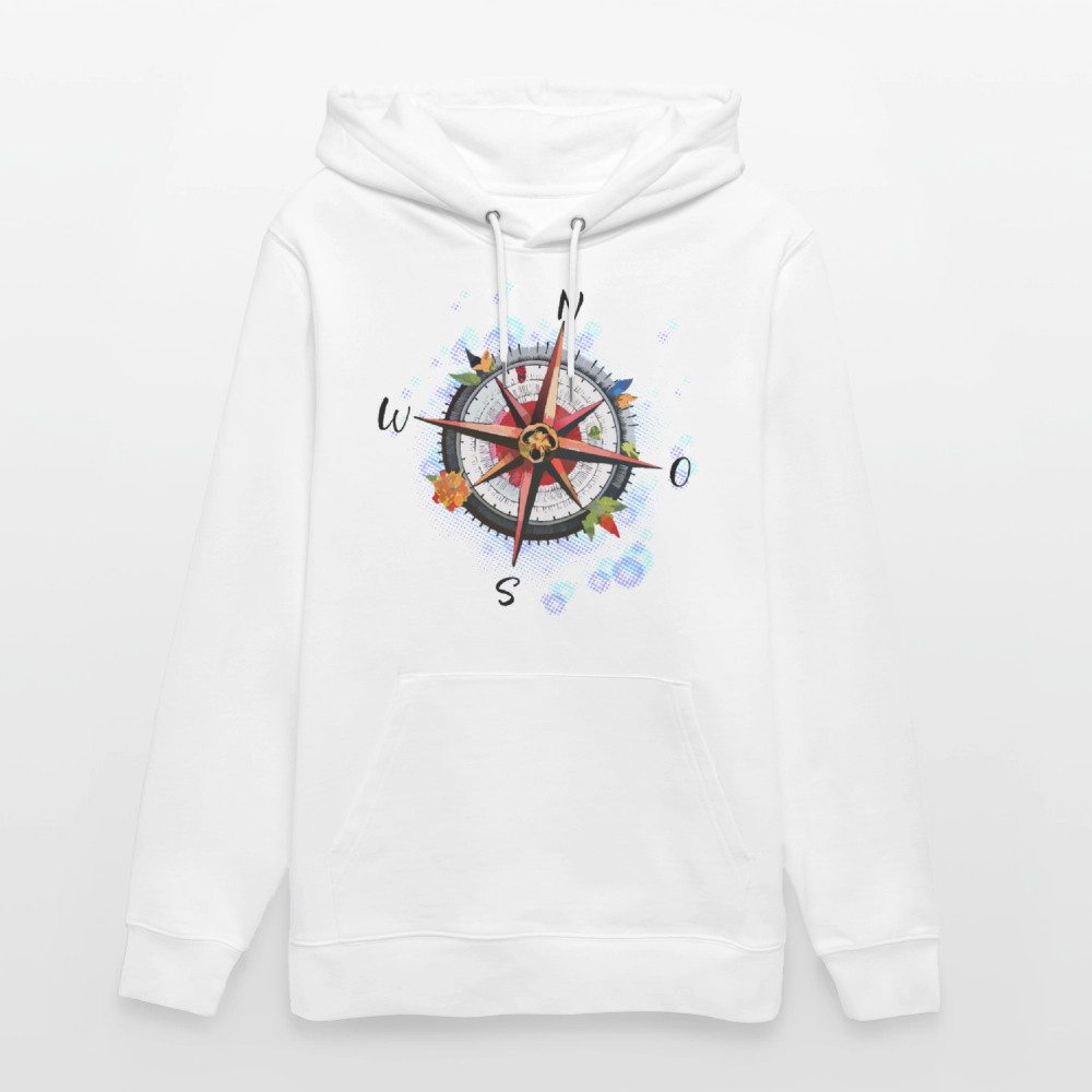 Unisex Hoodie mit WINDROSE PRINT - Weiß