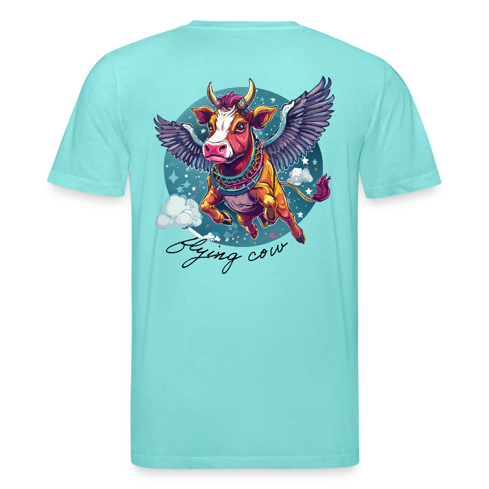 Unisex Bio-T-Shirt mit Flying Cow Print Rückseite - Poolblau
