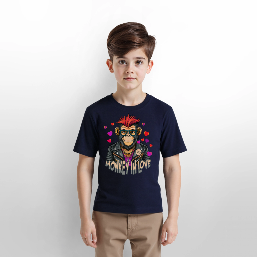 MNJS KIDS T-Shirt mit MONKEY IN LOVE PRINT - Navy