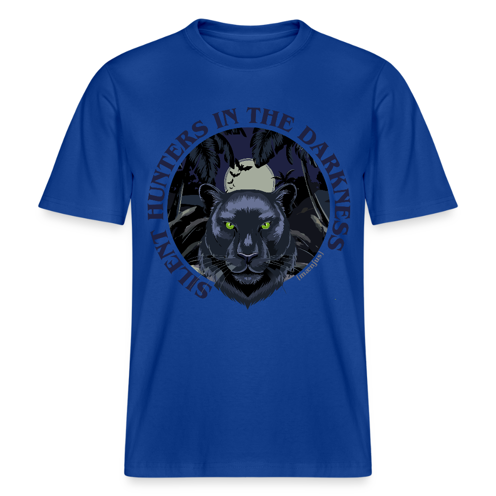 Relaxed Fit Unisex Bio-T-Shirt mit SILENT HUNTERS IN THE DARKNESS PRINT Vorderseite - Dunkelblau
