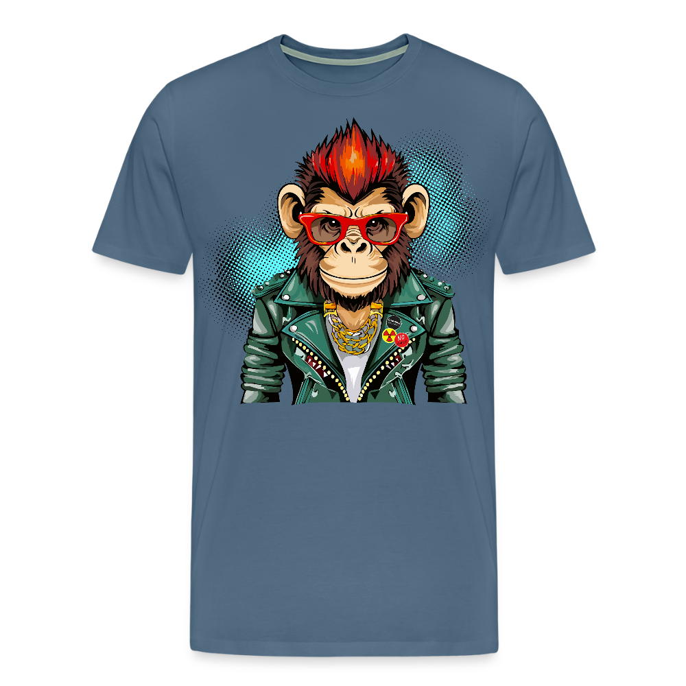 Männer Premium T-Shirt mit MONKEY PRINT - Blaugrau