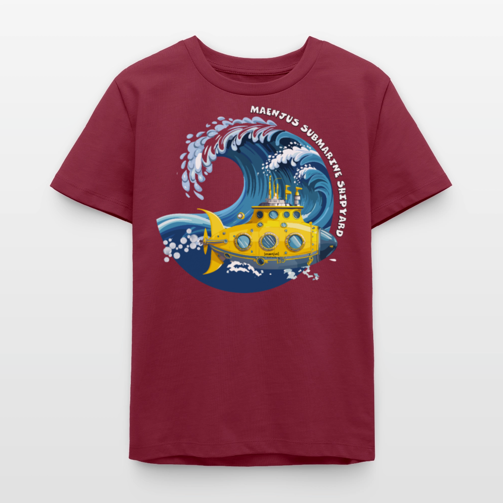 MNJS TEENS Bio T-Shirt mit SUBMARINE SHIPYARD PRINT - Burgunderrot