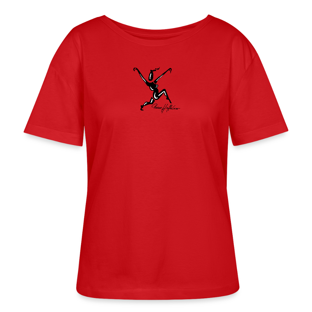 Relaxed Rundhals Frauen Bio-T-Shirt mit TUSCHEWEIBCHEN PRINT - Rot