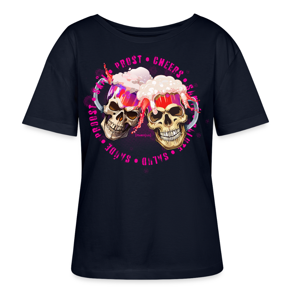 Frauen T-Shirt mit OKTOBERFEST SKULL GIRL PRINT - Navy