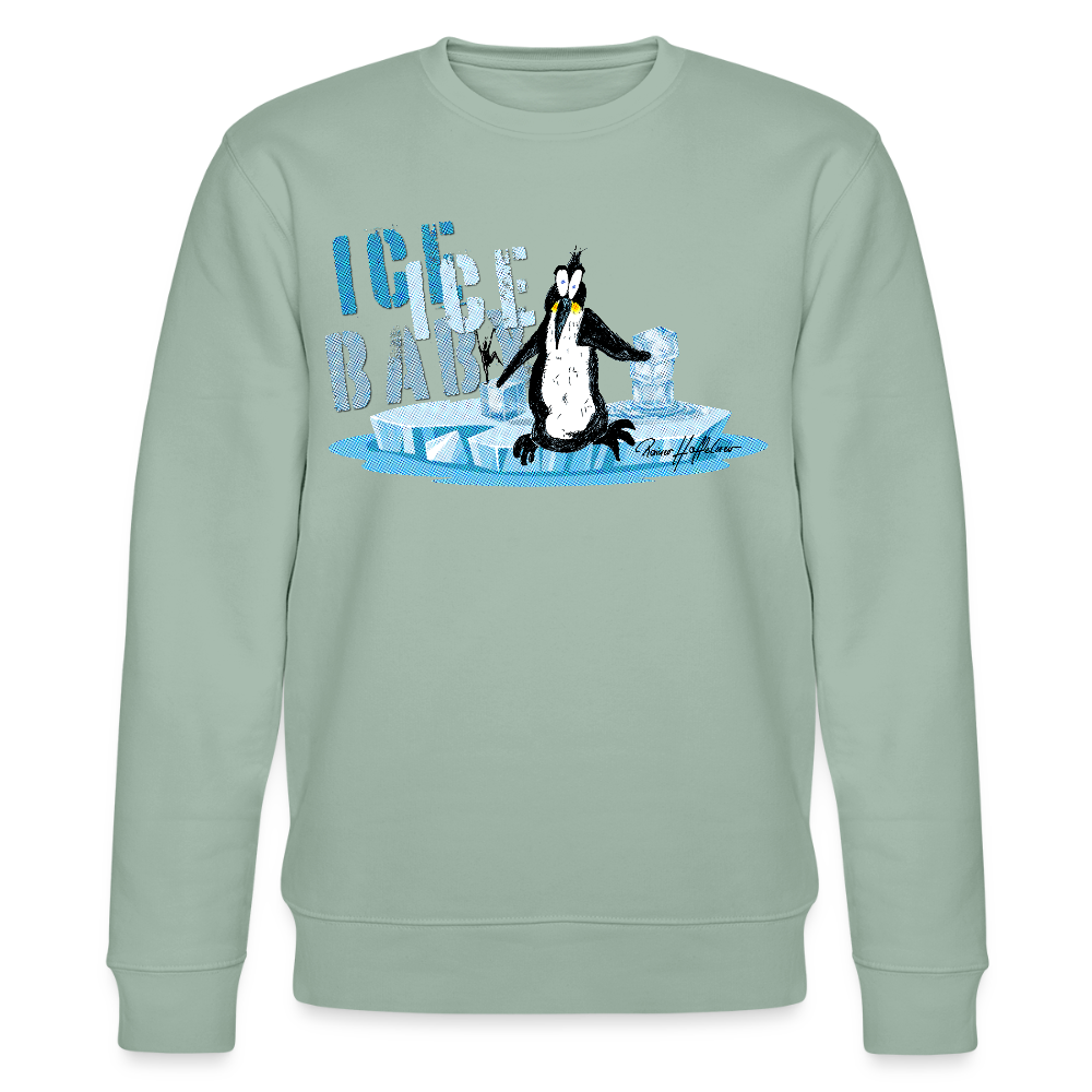 Unisex Bio-Sweatshirt mit ICE ICE BABY PRINT - Helles Graugrün
