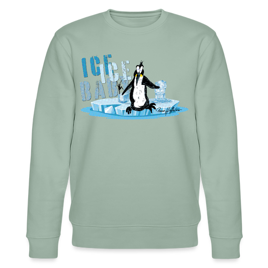 Unisex Bio-Sweatshirt mit ICE ICE BABY PRINT - Helles Graugrün