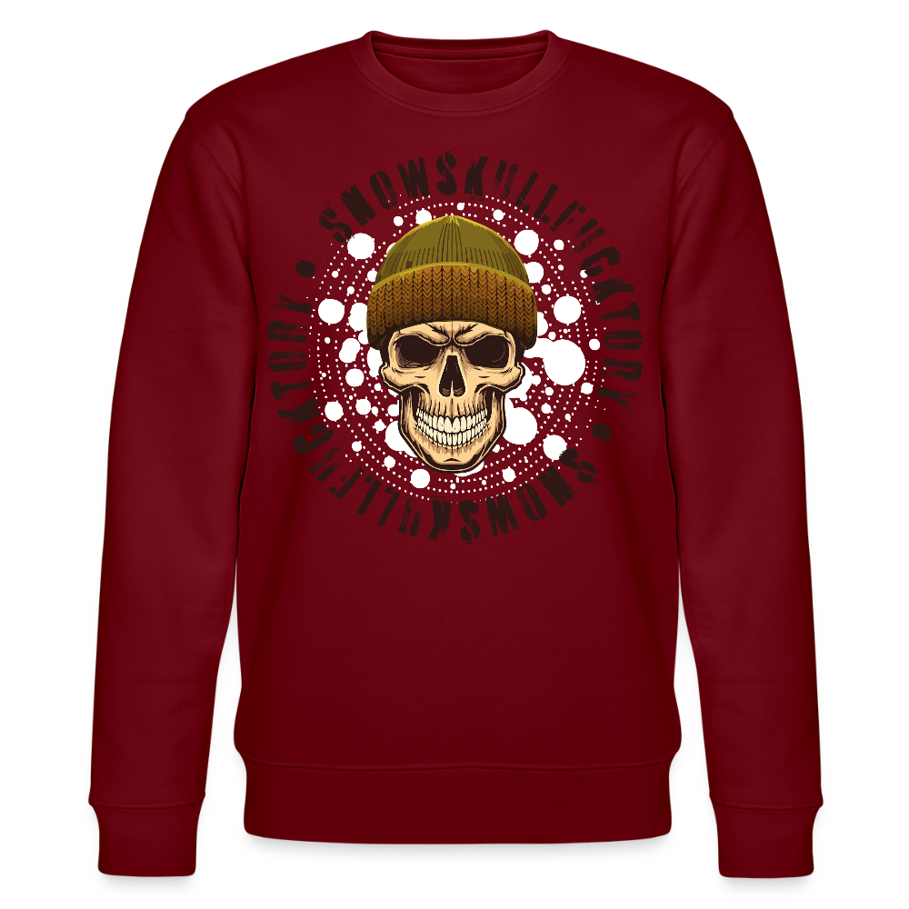 Unisex Bio-Sweatshirt mit SNOWSKULL PRINT - Burgunderrot
