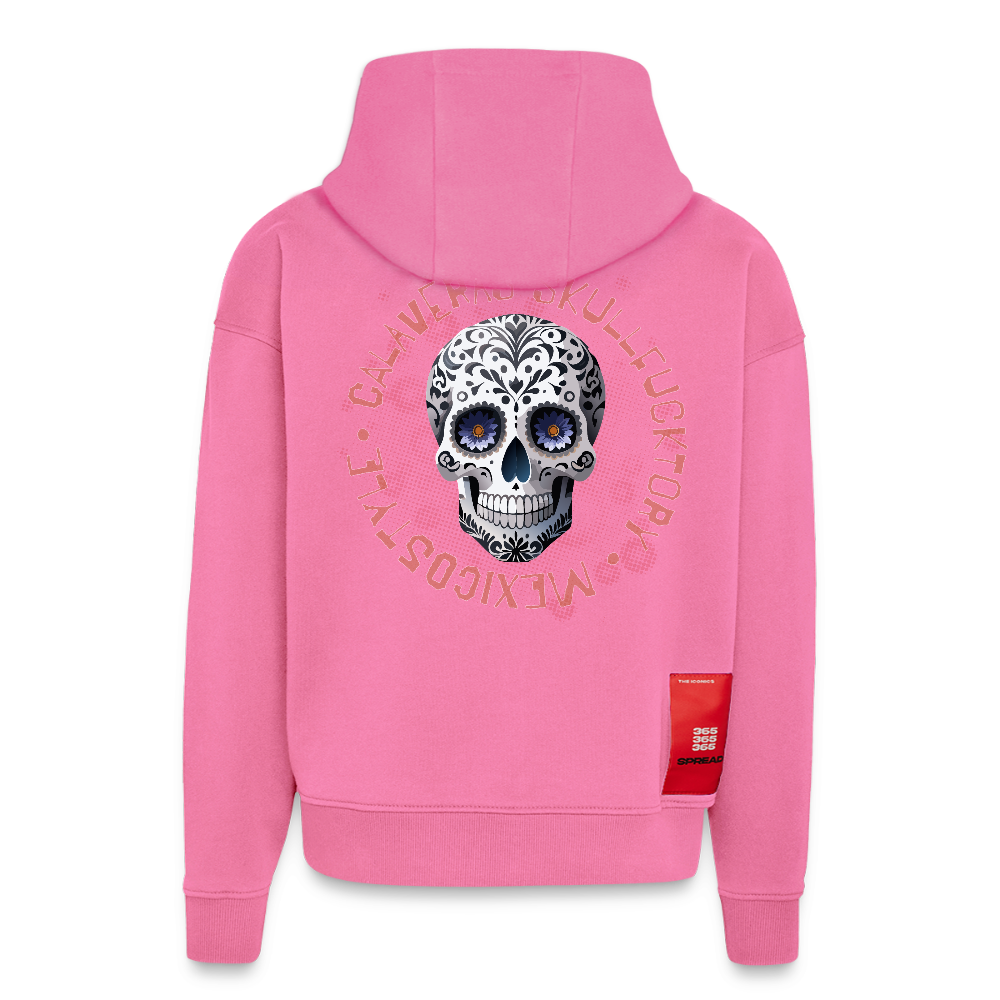 Heavyweight Oversized Organic Hoodie mit CALAVERAS SKULL PRINT - AURA PINK