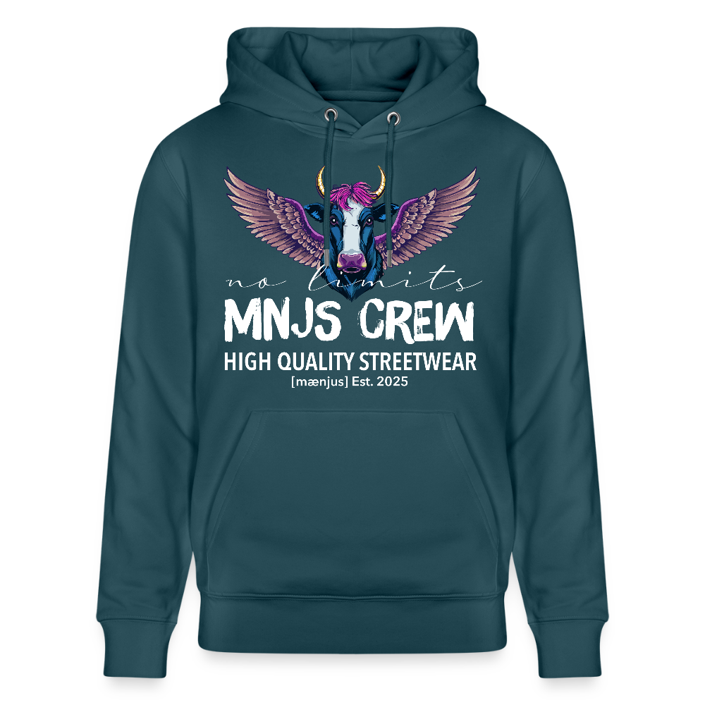Unisex Bio-Hoodie mit MNJS CREW no limits PRINT - Dunkles Petrol