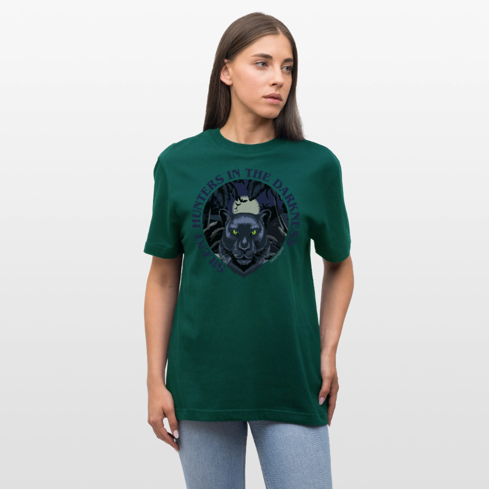 Relaxed Fit Unisex Bio-T-Shirt mit SILENT HUNTERS IN THE DARKNESS PRINT Vorderseite - Forest