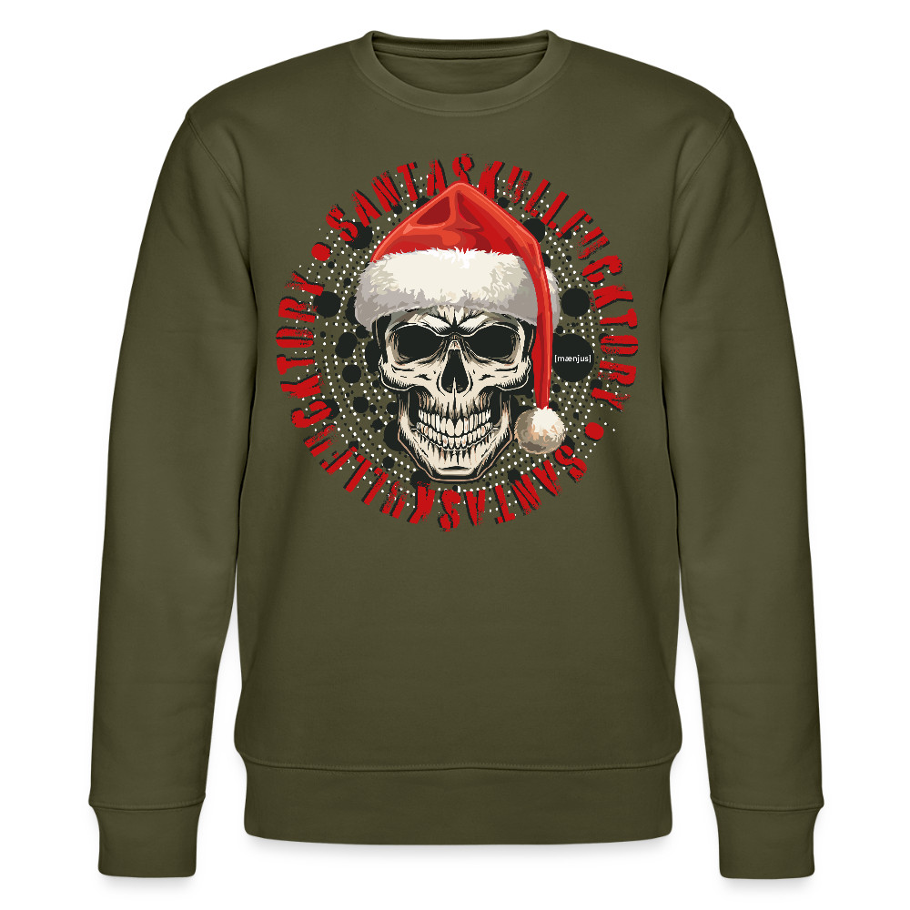 Unisex Bio-Sweatshirt mit SANTASKULL FUCKTORY PRINT - Khaki