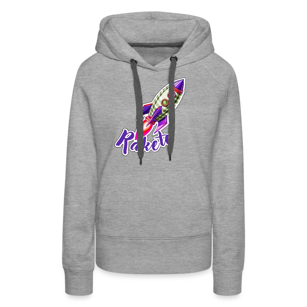 Frauen Premium Hoodie mit RAKETE PRINT - Grau meliert