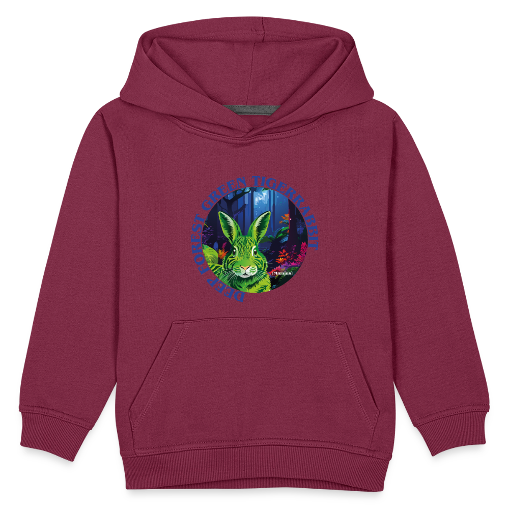MNJS KIDS Premium Hoodie mit DEEP FOREST GREEN TIGERRABBIT PRINT - Bordeaux