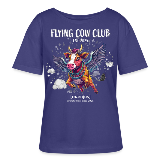 Relaxed Rundhals Frauen Bio-T-Shirt mit FLYING COW CLUB PRINT - Dämmerung