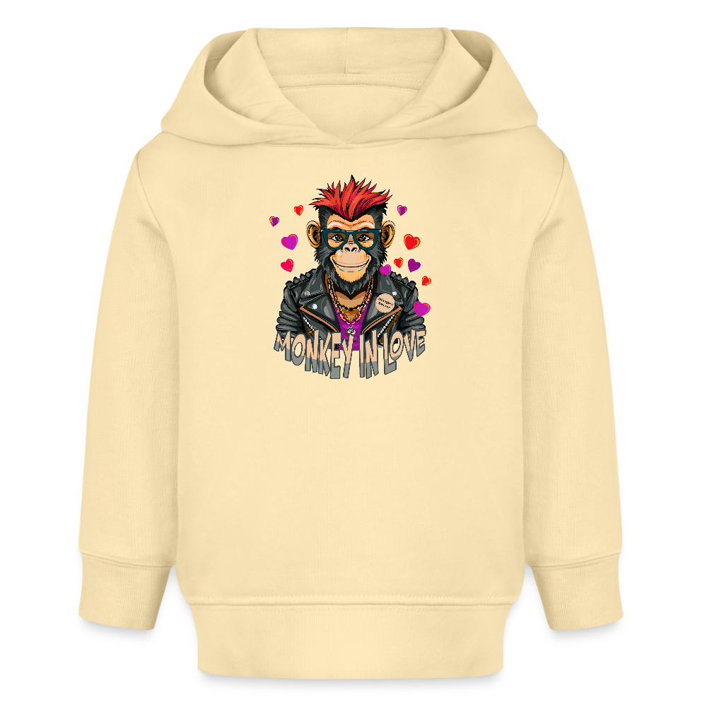 MNJS KIDS Bio Hoodie mit MONKEY IN LOVE PRINT - Creme