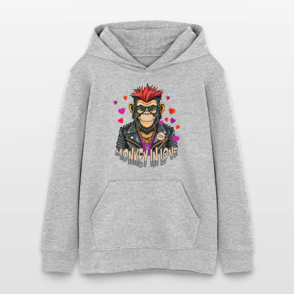 MNJS TEENS Bio-Hoodie mit MONKEY IN LOVE PRINT - Grau meliert