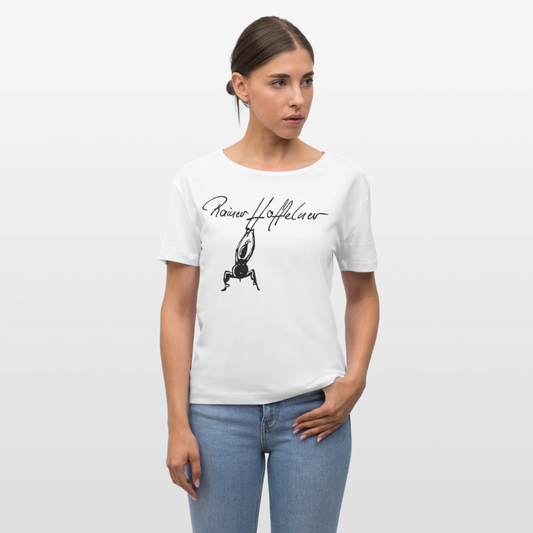 Frauen T-Shirt mit TUSCHEMÄNNCHEN PRINT - Weiß