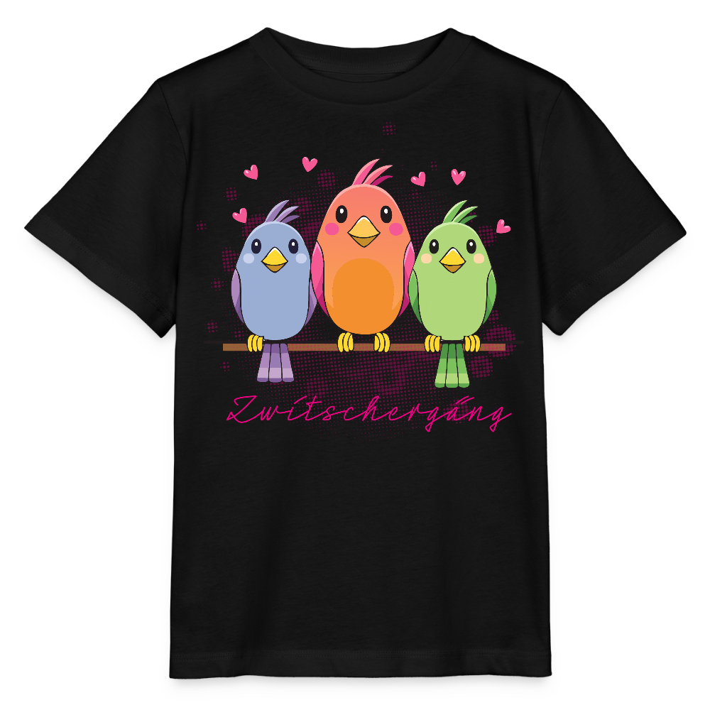 MNJS KIDS Bio T-Shirt mit ZWITSCHERGÄNG PRINT - Schwarz