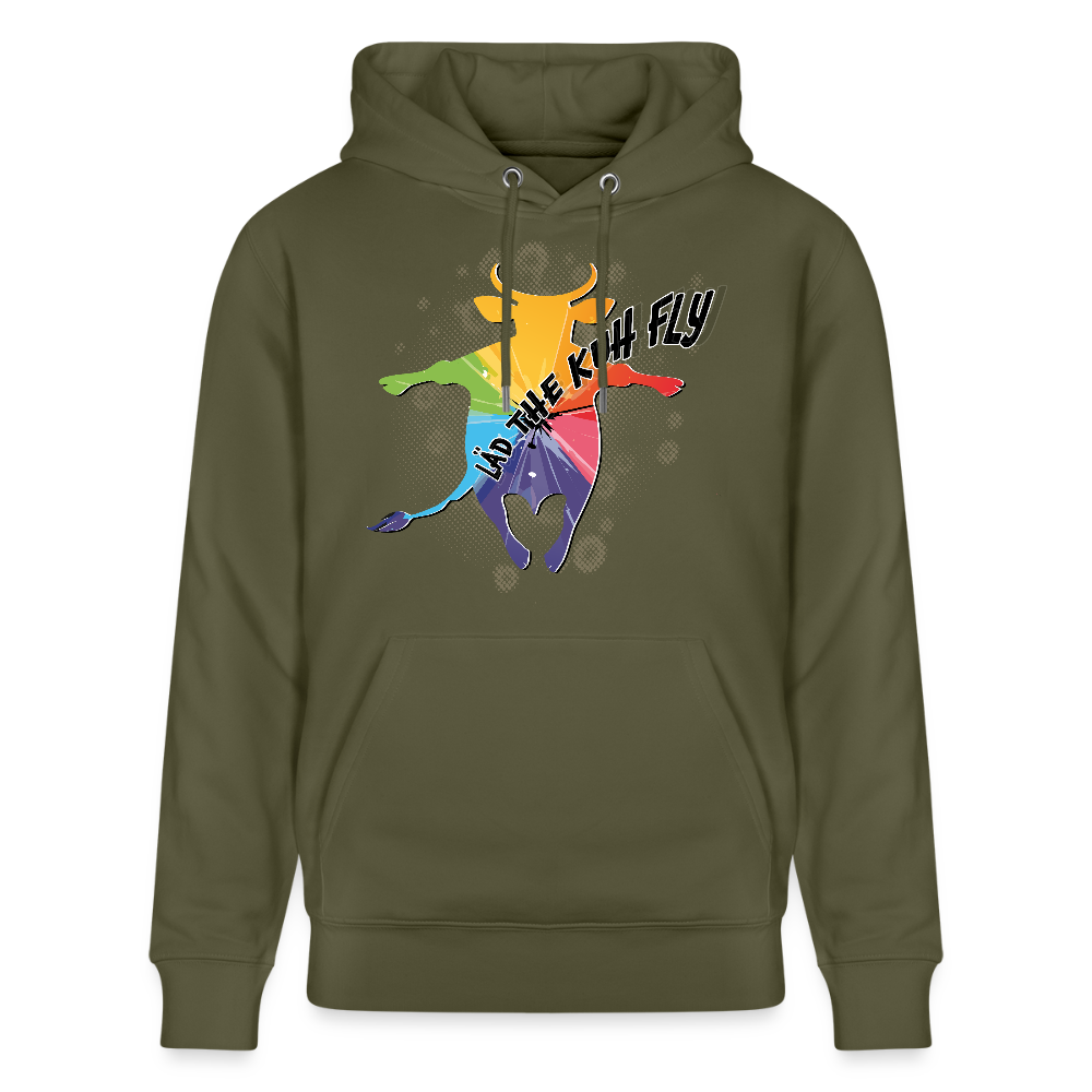 Unisex Hoodie mit LÄD THE KUH FLY PRINT - Khaki Grün