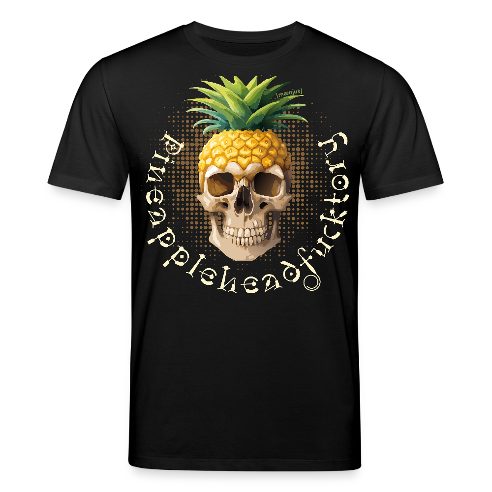 Unisex Bio-T-Shirt mit PINEAPPLE SKULL PRINT Vorderseite - Schwarz
