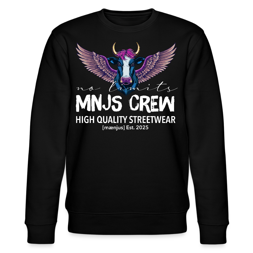 Unisex Bio-Sweatshirt mit MNJS CREW no limits PRINT - Schwarz