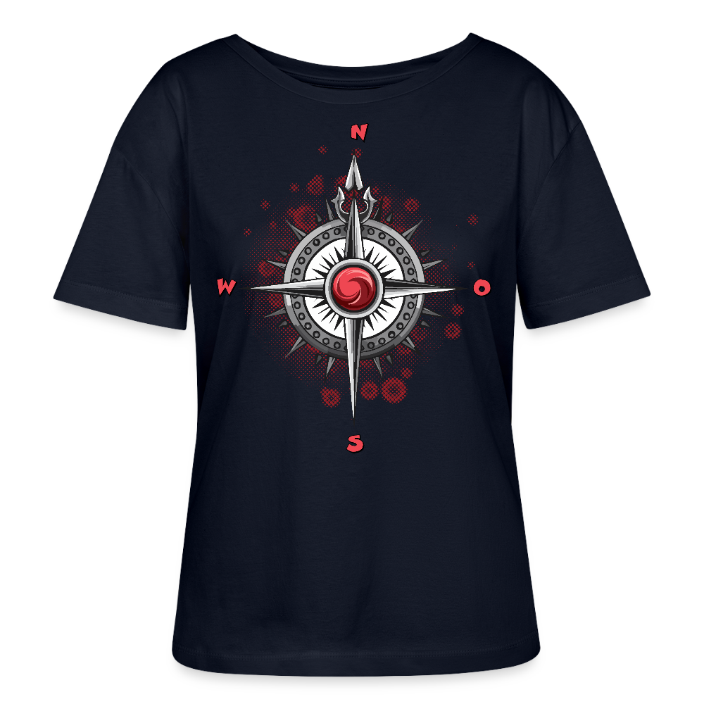 Frauen T-Shirt mit WINDROSE PRINT - Navy