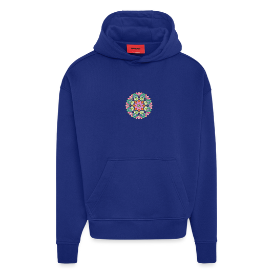 Heavyweight Oversized Organic Hoodie Made in EU mit Mandala Vibes Print - Iconic Blue
