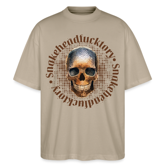 Oversized Unisex T-Shirt mit SNAKEHEAD SKULL PRINT - Steingrau