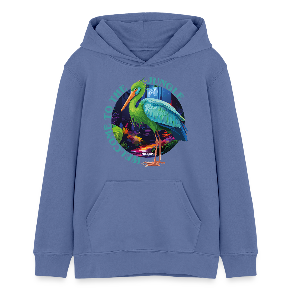 MNJS TEENS Bio-Hoodie mit WELCOME TO THE JUNGLE PRINT - Blau