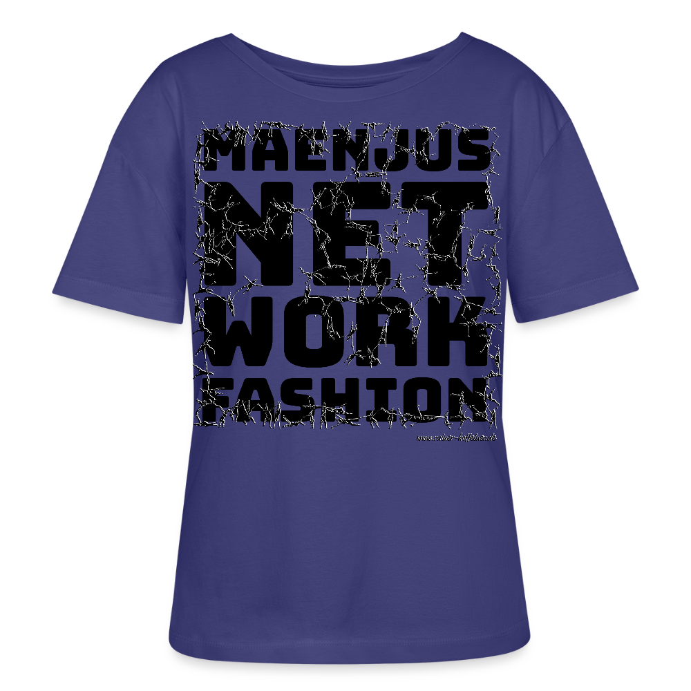 Relaxed Rundhals Frauen Bio-T-Shirt mit MAENJUS NETWORK FASHION PRINT - Dämmerung
