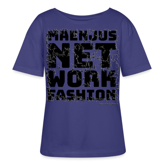 Relaxed Rundhals Frauen Bio-T-Shirt mit MAENJUS NETWORK FASHION PRINT - Dämmerung
