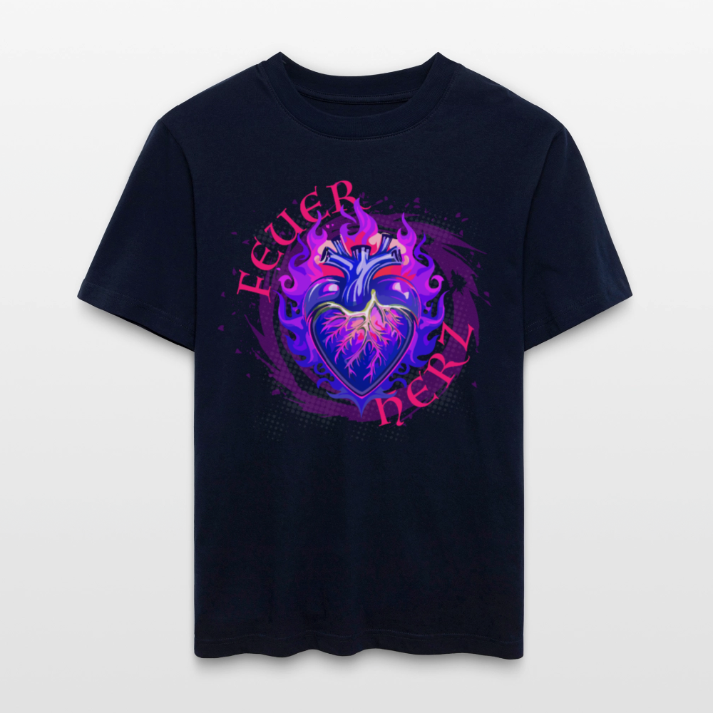 Unisex Bio-T-Shirt mit FEUERHERZ LILA PRINT - Navy