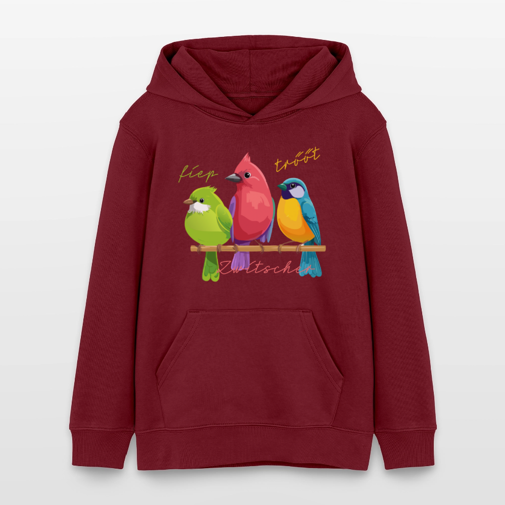 MNJS TEENS Bio-Hoodie mit ZWITSCHERGÄNG PRINT - Burgunderrot