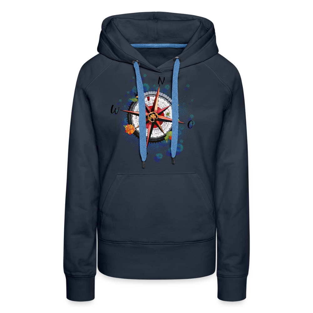 Frauen Premium Hoodie mit WINDROSE PRINT - Navy