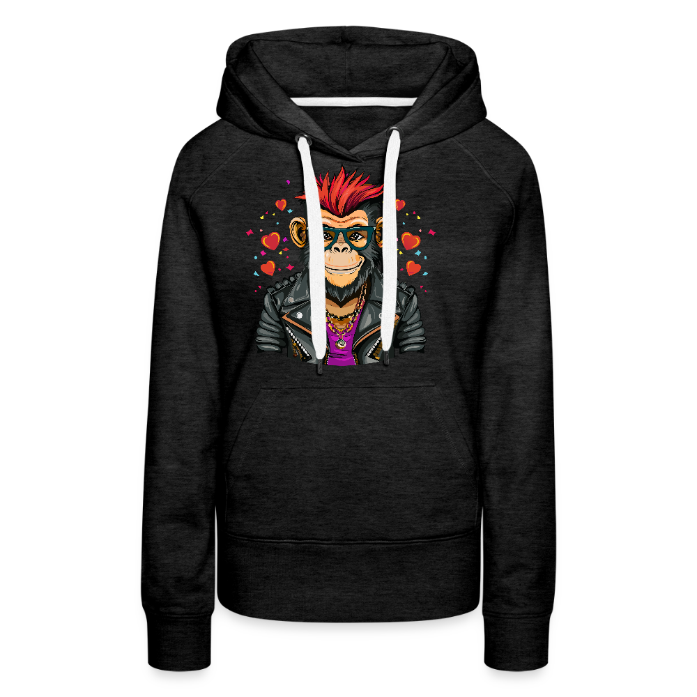 Frauen Premium Hoodie mit MONKEY IN LOVE PRINT - Anthrazit