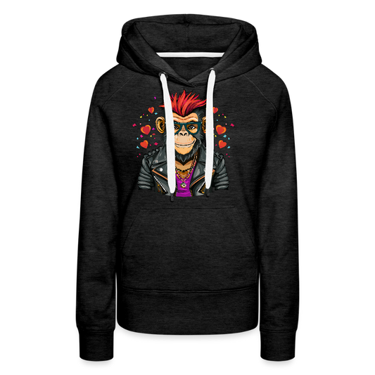 Frauen Premium Hoodie mit MONKEY IN LOVE PRINT - Anthrazit