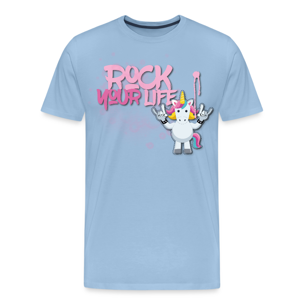 Männer Premium T-Shirt mit ROCK YOUR LIFE PRINT - Sky