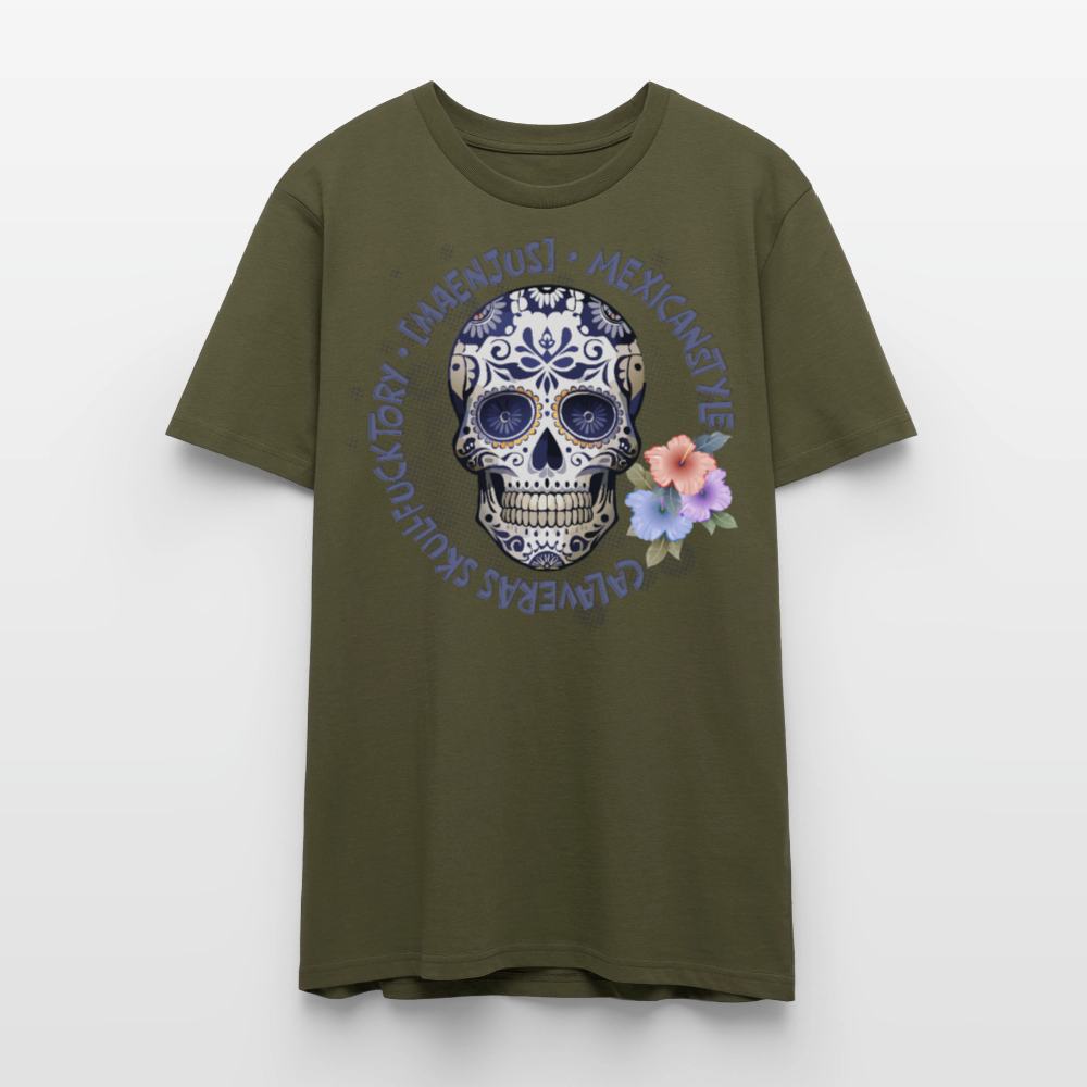 Unisex T-Shirt mit MAENJUS MEXICANSTYLE PRINT Vorderseite - Khaki