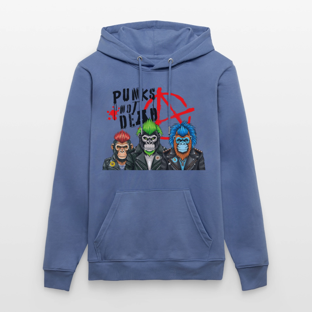 Unisex Hoodie mit PUNKS NOT DEAD PRINT - Blau