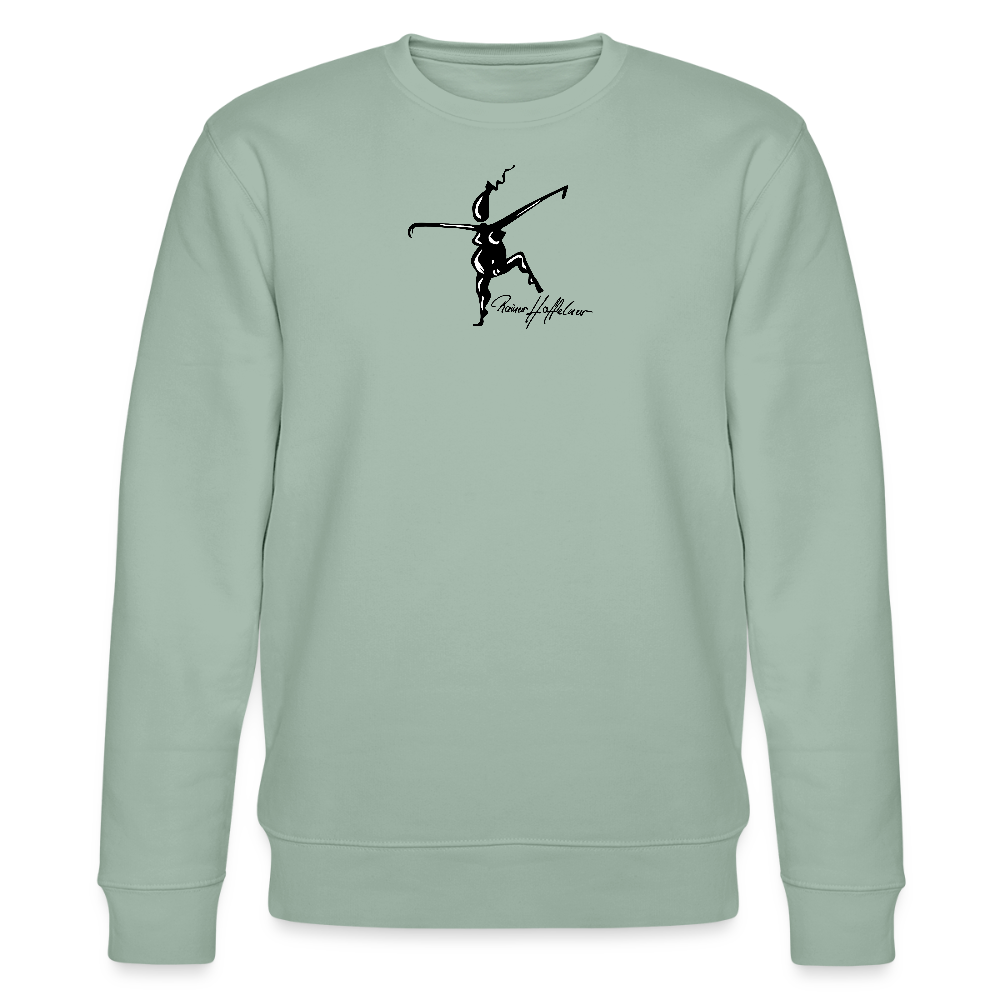 Unisex Bio-Sweatshirt mit TUSCHEWEIBCHEN PRINT - Helles Graugrün