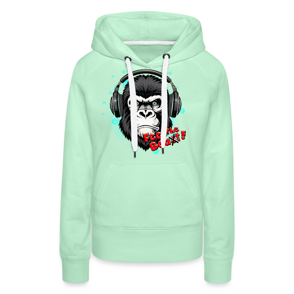 Frauen Premium Hoodie mit FEEL THE BEA(S)T PRINT - helles Mintgrün