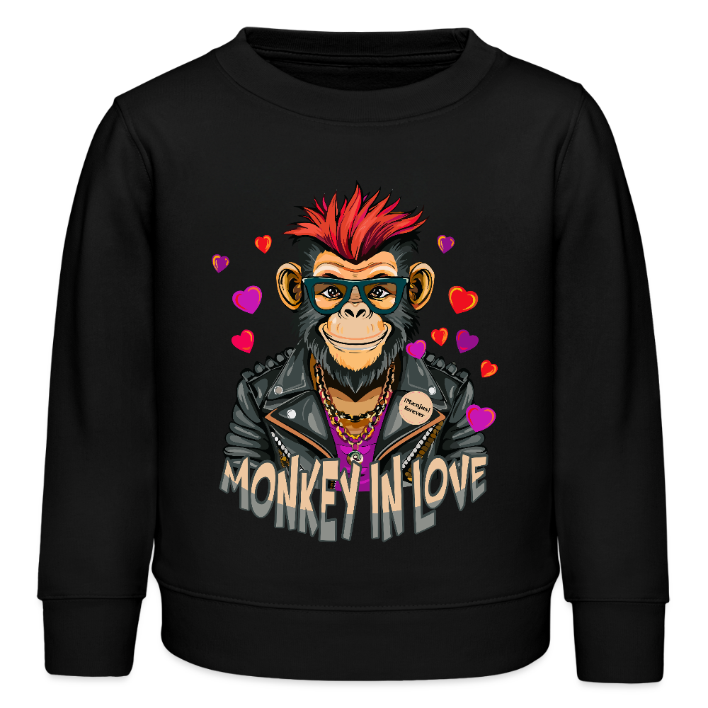 MNJS KIDS Mini Changer Bio Sweatshirt mit MONKEY IN LOVE PRINT - Schwarz