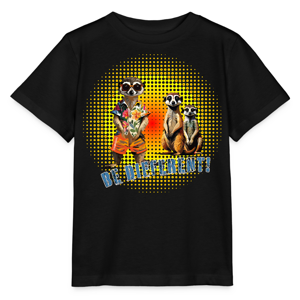 MNJS KIDS Bio T-Shirt mit BE DIFFERENT PRINT - Schwarz