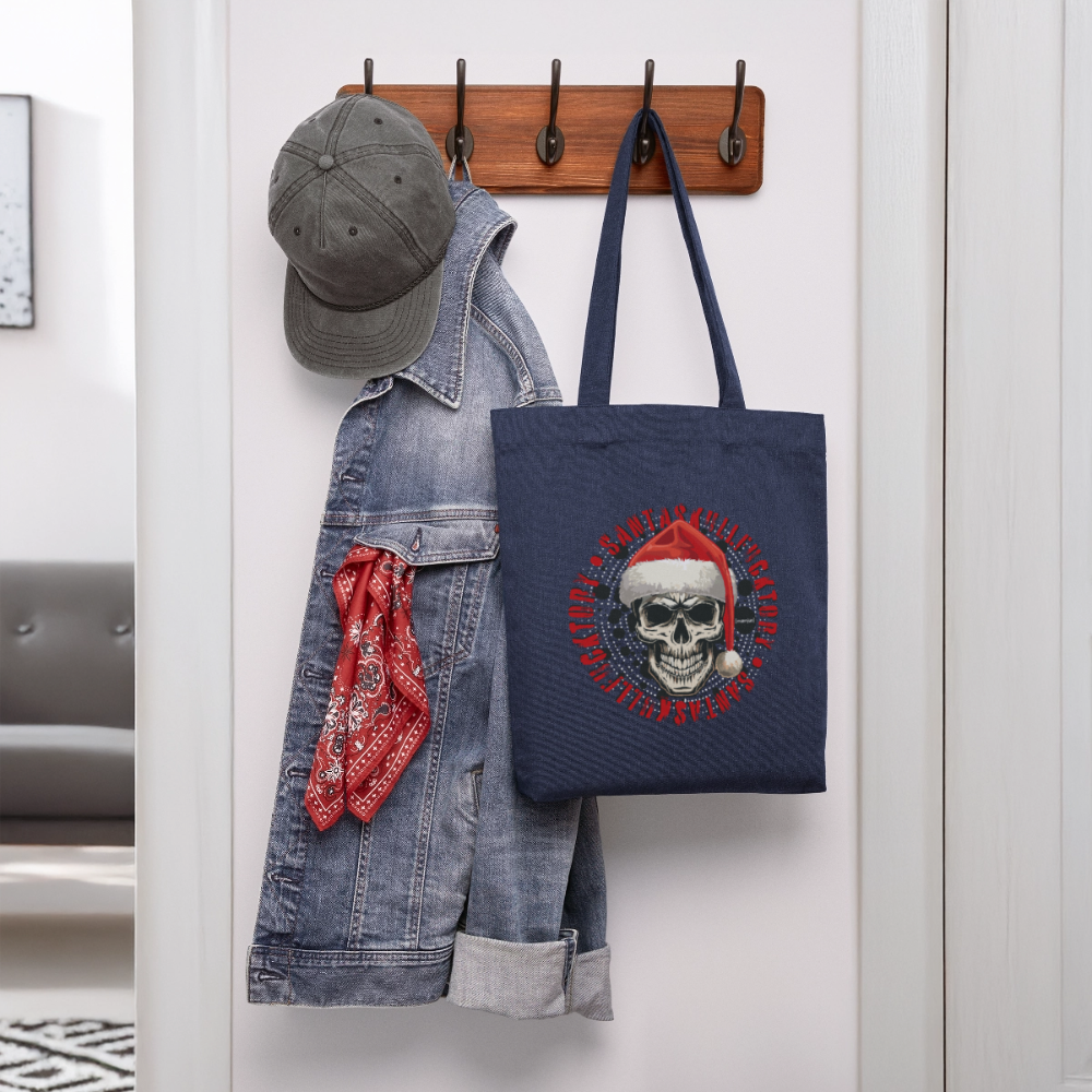 Recycelter Heavyweight Stoffbeutel mit SANTASKULL PRINT - melange Blue