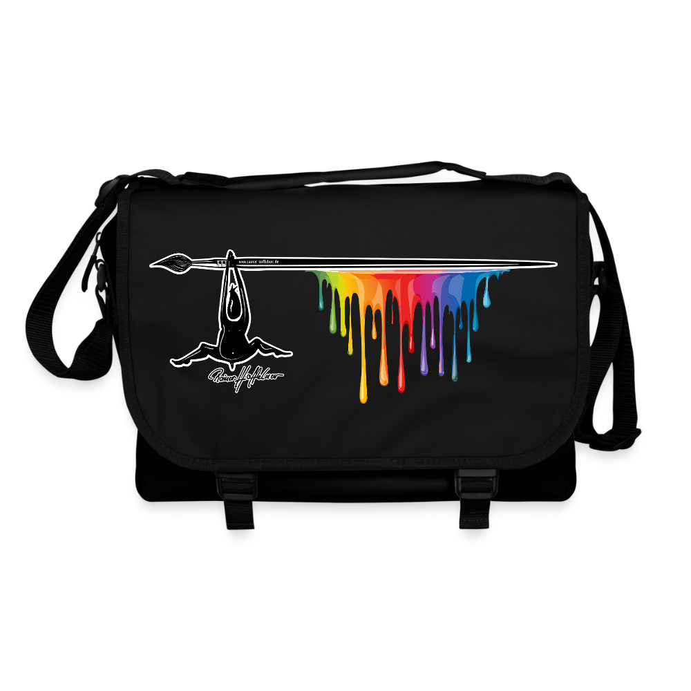 Umhängetasche mit TUSCHEMÄNNCHEN PRINT - Schwarz/Schwarz