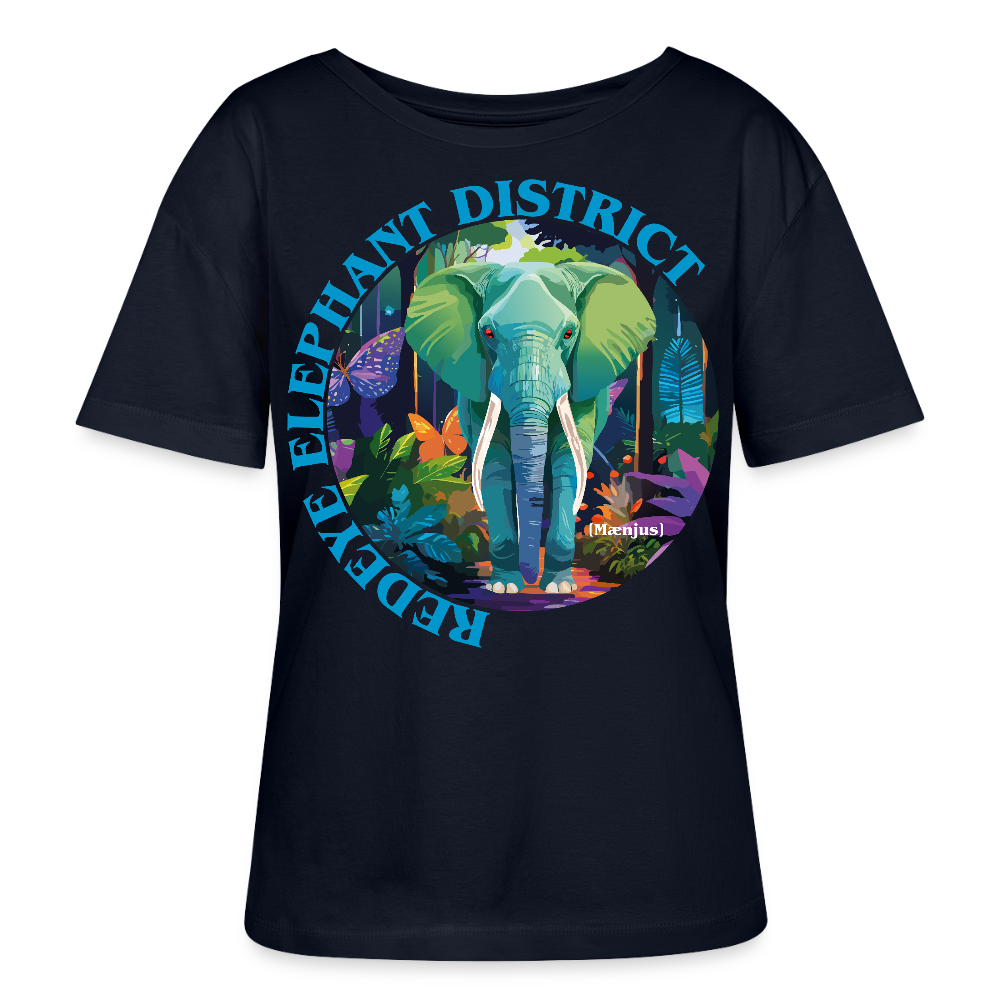 Frauen T-Shirt mit REDEYE ELEPHANT DISTRICT PRINT Vorderseite - Navy